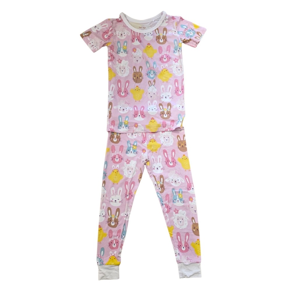 Little Sleepies Pink Pastel Parade Easter‎ Bunny Bamboo 2 Piece Pajama Set 2T
